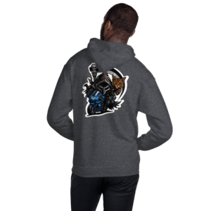 Sweat à capuche Mascotte Guerrière – Couleur Dark Heather – Unisex – Image 4