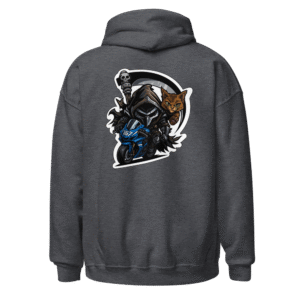 Sweat à capuche Mascotte Guerrière – Couleur Dark Heather – Unisex – Image 2