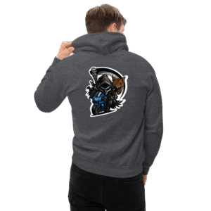 Sweat à capuche Mascotte Guerrière – Couleur Dark Heather – Unisex – Image 7