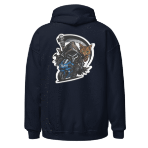 Sweat à capuche Mascotte Guerrière – Couleur Navy – Unisex – Image 2