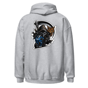 Sweat à capuche Mascotte Guerrière – Couleur Sport Gray – Unisex – Image 2