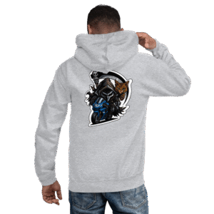 Sweat à capuche Mascotte Guerrière – Couleur Sport Gray – Unisex – Image 4